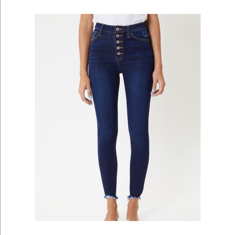 Terry Ultra High Rise Button Fly Skinny Jeans